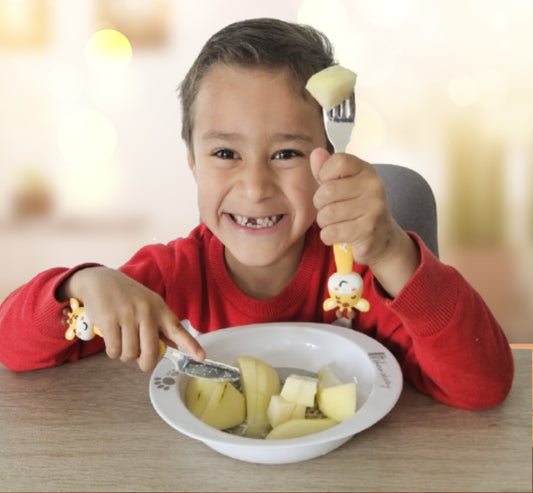 Couverts Bébé 6M+ – Set 5 Pièces en Silicone Alimentaire et Acier Inoxydable
