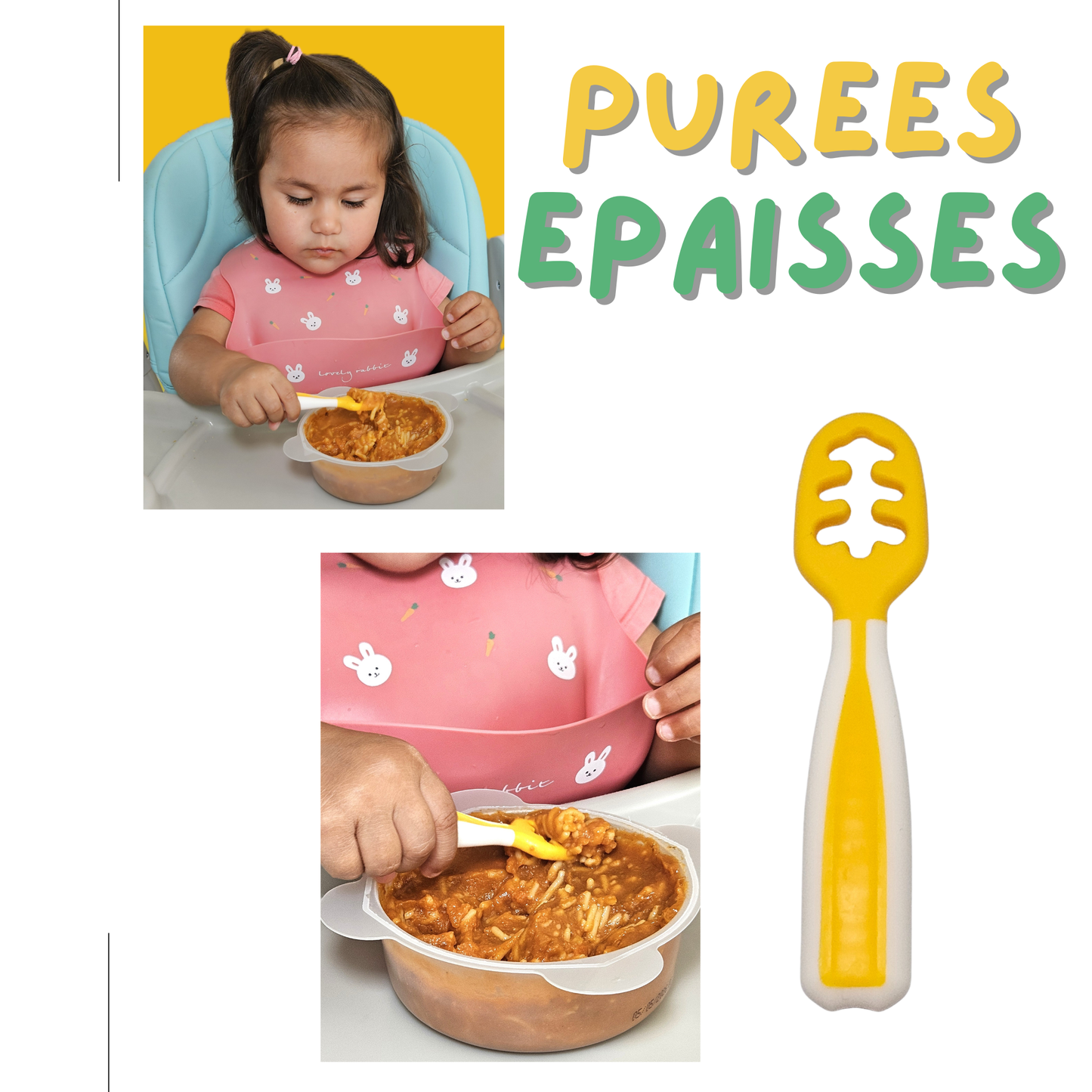 Couverts Bébé 6M+ – Set 5 Pièces en Silicone Alimentaire et Acier Inoxydable