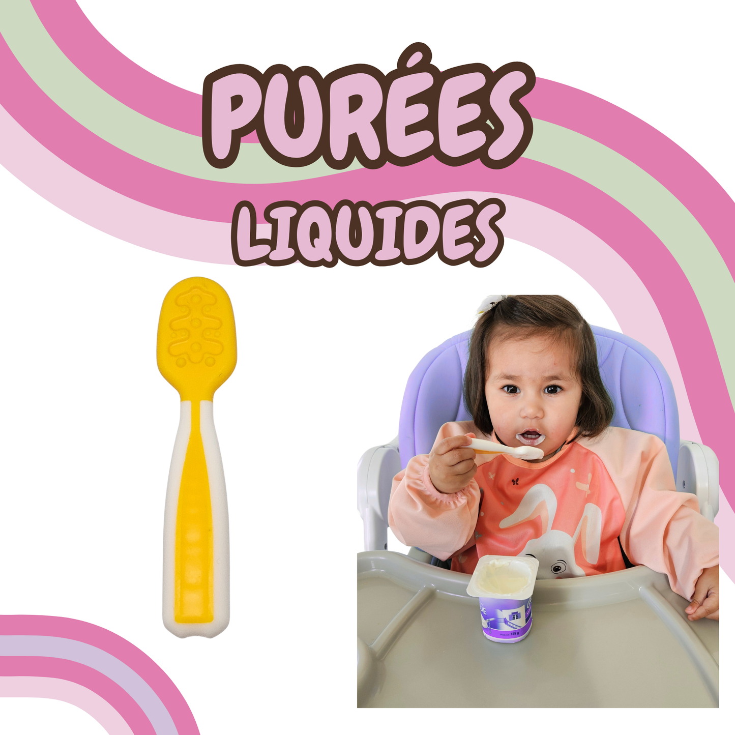 Couverts Bébé 6M+ – Set 5 Pièces en Silicone Alimentaire et Acier Inoxydable