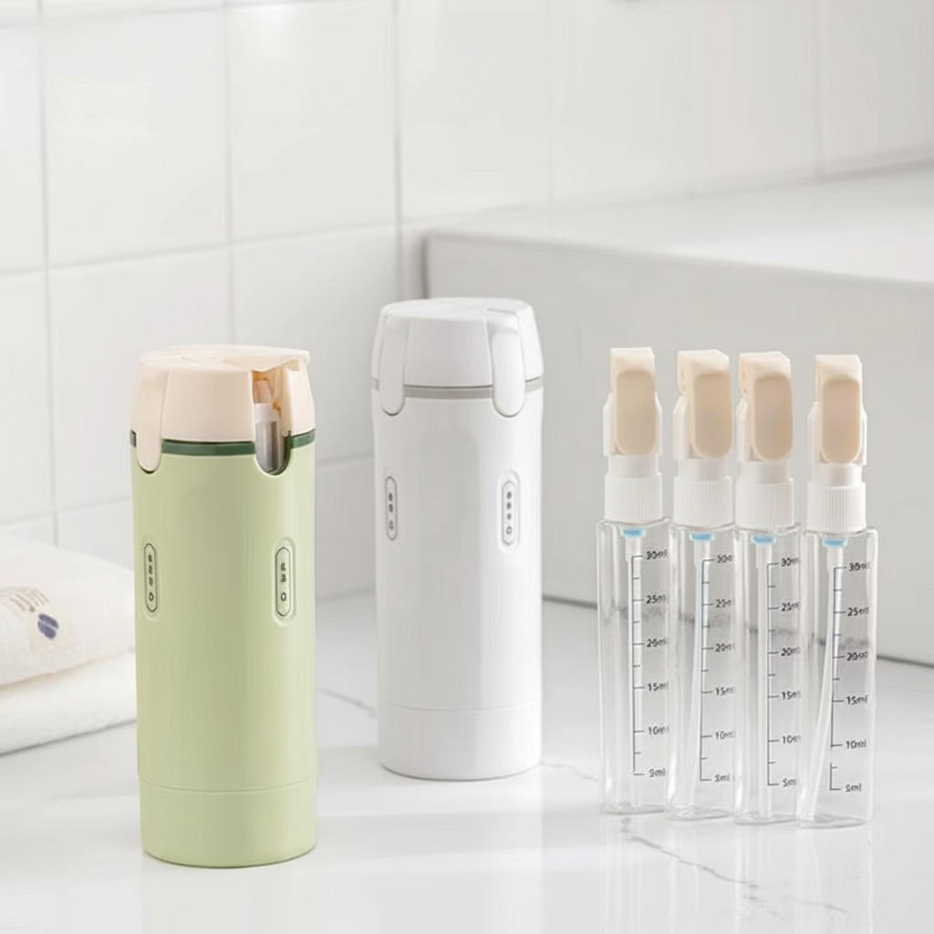 Kit de Flacons de Voyage 4 en 1 Rechargeables