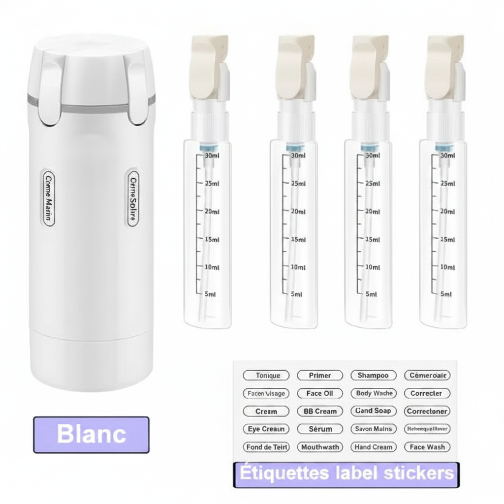 Set blanc avec étiquettes en français